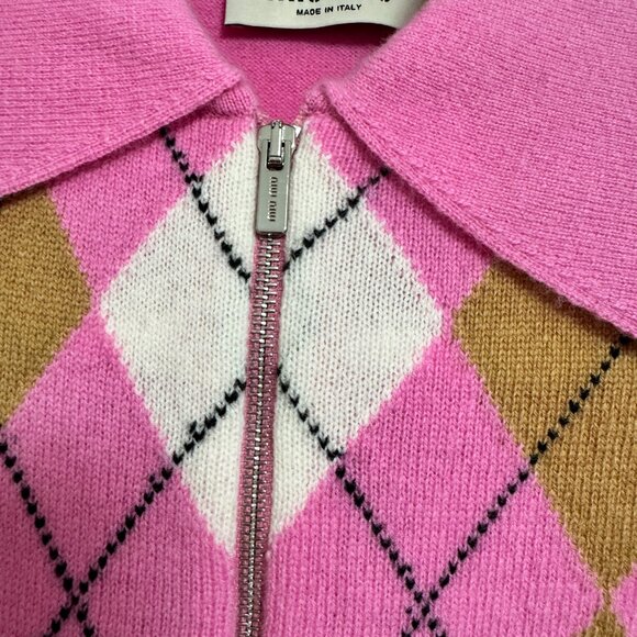 Miu Miu Argyle cashmere polo sweater - Picture 10 of 14